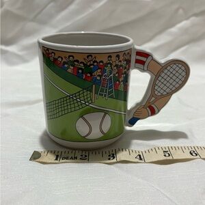 Vintage Tennis Themed Mug with Unique Handle